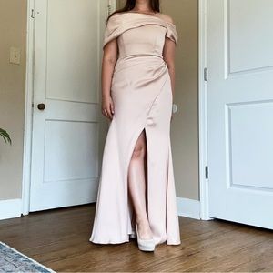 Blush Off-Shoulder Formal Dress